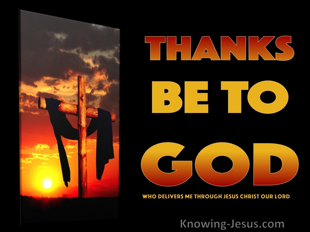 2 Corinthians 2:14 Thanks Be To God Who Delivers Us Through Jesus Christ (black)